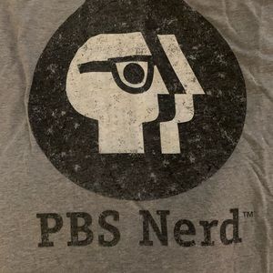2XL grey gray PBS Nerd t-shirt 📺 🤓